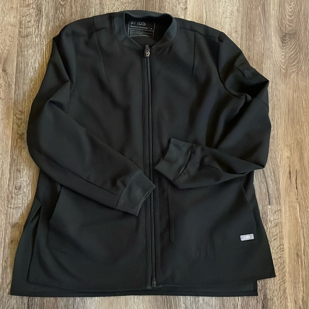 Figs Technical Collection Black Full Zip Bellery Scrub Lab Jacket Coat Size M